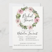 Dusty Mauve Floral krans bruids douche uitnodiging (Voorkant)