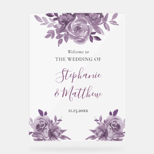 Dusty Mauve Floral Rose Mariage botanique Bienvenu (Recto)