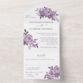 Dusty Mauve Floral Rozen Foliage Wedding All In One Uitnodiging (Binnen)
