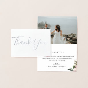 Dusty Mauve Floral Wedding Photo Dank u kaart