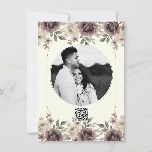 Dusty Mauve & Ivory Bloom Botanical Bedankt Kaart (Achterkant)