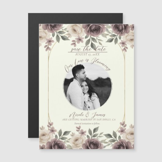 Dusty Mauve & Ivory Bloom Botanical Sla de datum o (Voorkant / Achterkant)