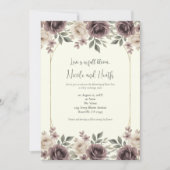 Dusty Mauve & Ivory Bloom Botanische bruiloft Kaart (Voorkant)