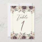 Dusty Mauve & Ivory Bloom Botanische Tafel Nummer Kaart (Voorkant)