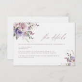 Dusty Mauve & Lavendel Bruiloft Details Kaart (Voorkant / Achterkant)