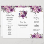 Dusty Mauve Paars Blush Floral Order of Service (Voorkant / Achterkant)
