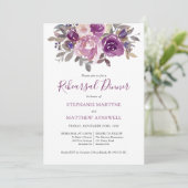 Dusty Mauve Paars Roos Botanical Rehearings Dinner Kaart (Staand voorkant)