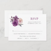 Dusty Mauve Paarse Blush Floral Botanical Wedding RSVP Kaartje (Voorkant / Achterkant)