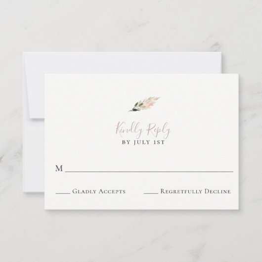 Dusty Mauve Pampas Grass Bruiloft RSVP Kaart (Voorkant)