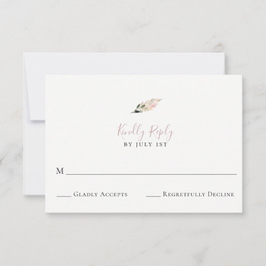 Dusty Mauve Pampas Grass Wedding Carte RSVP (Devant)