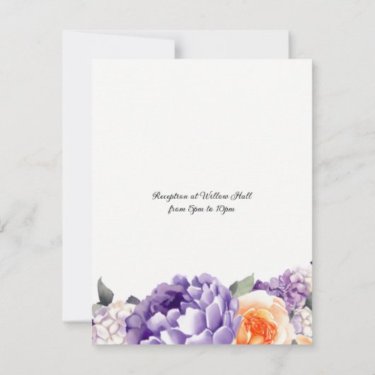 Dusty Mauve Peach Peony bruiloft uitnodiging (Achterkant)