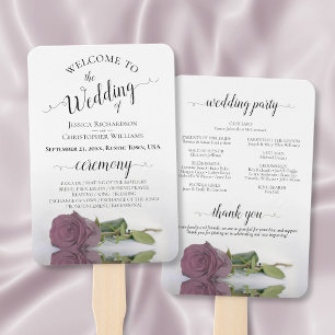 Dusty Mauve Pink Rose Elegant Wedding Programme Handwaaier