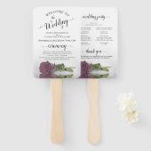 Dusty Mauve Pink Rose Elegant Wedding Programme Handwaaier (Voorkant en achterkant)
