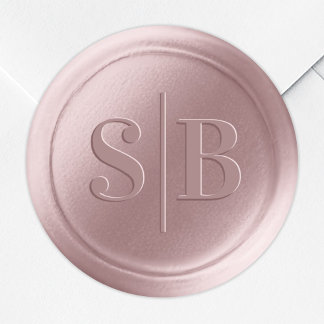 Dusty Mauve Pink Wax Seal Wedding Monogram Sticker