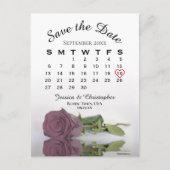 Dusty Mauve Roos Wedding Calendar sparen de Datum Aankondigingskaart (Voorkant)