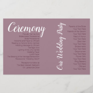 Dusty Mauve Wedding Photo Ceremony Program