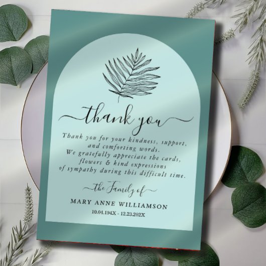 Dusty Minimal Script Funeral Hartelijk dank Bedankkaart