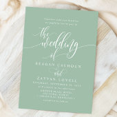 Dusty Mint Simple Modern Script Wedding Kaart