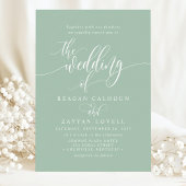 Dusty Mint Simple Modern Script Wedding Kaart