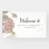 Dusty Modern Rose Elegant Wedding Floral Backdrop Spandoek (Horizontaal)