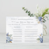 Dusty Navy Blauw Goud Waterverf Pioen Chic Recept Kaart (Staand voorkant)