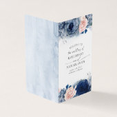 Dusty Navy Blue Blush Floral Wedding Programmes (Outside)
