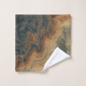 Dusty Navy Blue Burnt Sinaasappel Sage Abstract Bad Handdoek (Wasdoekje)