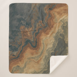 Dusty Navy Blue Burnt Sinaasappel Sage Abstract Sherpa Deken
