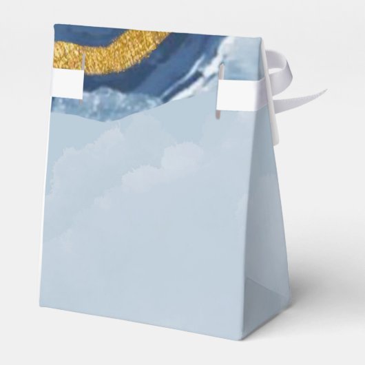 Dusty Navy Blue en Gold Agaat Bruiloft Bedankdoosjes (Achterkant)