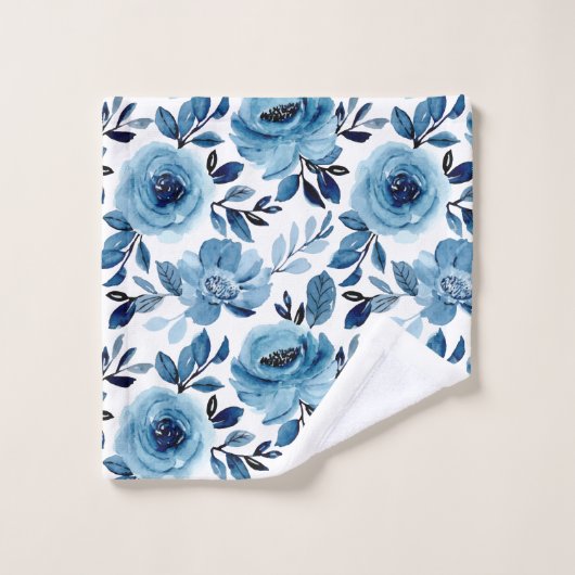 Dusty Navy Blue Floral Pattern (Gant de toilette)