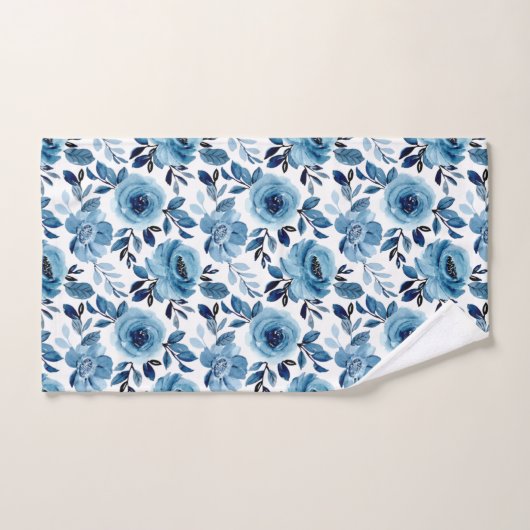 Dusty Navy Blue Floral Pattern (Serviette à main)