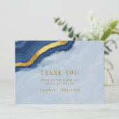 Dusty Navy Blue & Gold Agate Merci Cartes (Debout devant)