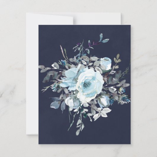 Dusty Navy Blue Peony Brunch & Bubbly Invitation (Dos)
