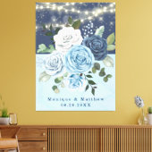 Dusty Navy Blue Peony Country Lights Wedding Canvas Afdruk (Insitu (Woonkamer))