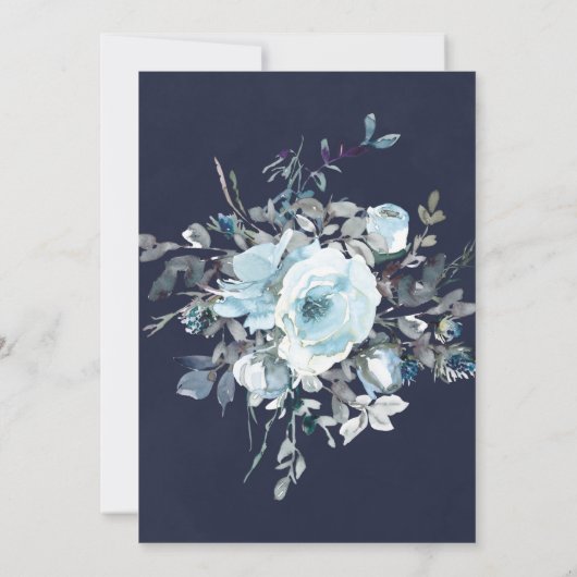 Dusty Navy Blue Peony Couples Invitations de douch (Dos)