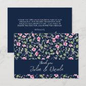 Dusty Navy Blue Pink Hibiscus Bloom Wedding Shower (Voorkant / Achterkant)