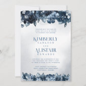 Dusty Navy Blue Silver Faire-part de mariage (Devant)