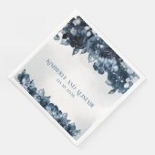 Dusty Navy Blue Silver Wedding Servet (Hoek)