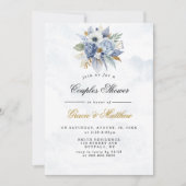 Dusty Navy Gold Peony Chic Couples Invitations de (Devant)