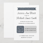 Dusty Navy & Gray | Weddenuitnodiging Kaart (Voorkant / Achterkant)