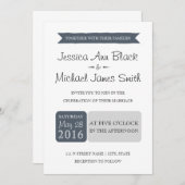 Dusty Navy & Grey | Invitation de mariage (Devant / Derrière)