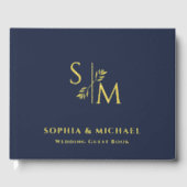 Dusty Navy Mariage Guest Books Foil Guestbook (Recto)