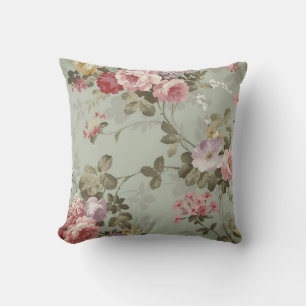  Dusty Olive Green Floral Design Buitenkussen