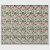  Dusty Olive Green Floral Design Cadeaupapier (Vlak)