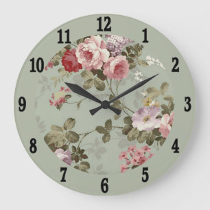  Dusty Olive Green Floral Design Grote Klok