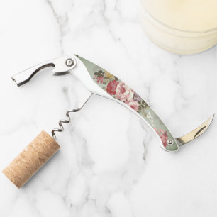 Dusty Olive Green Floral Design Kurkentrekker