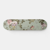  Dusty Olive Green Floral Design Skateboard (Horizontaal)