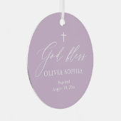 Dusty Paars Cross Girl Baptism Ceramic Ornament (Voorkant Rechts)