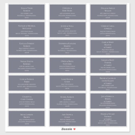 Dusty Paars en Beige Font Guest Adresetiketten Sticker (Vel)