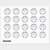 Dusty Paars en Silver Grey Floral Rustic Wedding Ronde Sticker (Vel)